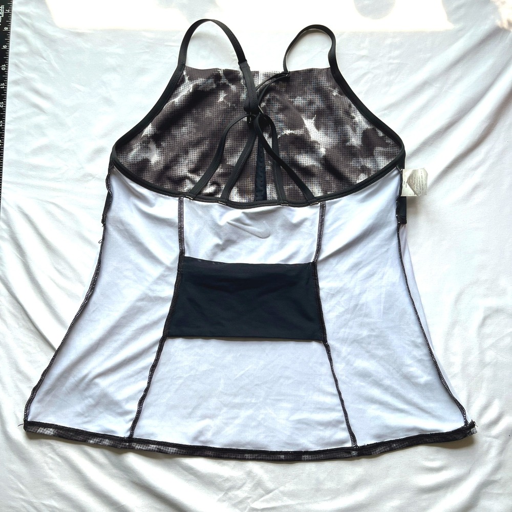 NIKE Womens Sz L Black Stretch Built in Bra Strappy Tankini Swimsuit Top Beach - Picture 5 of 12